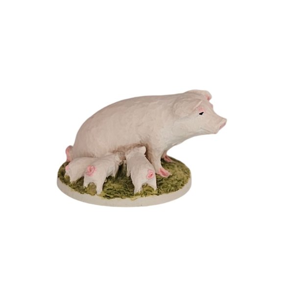 Vintage Peter Fagan Pig Mom Piglets Miniature Figurine Scotland *CHIP* - Picture 1 of 10